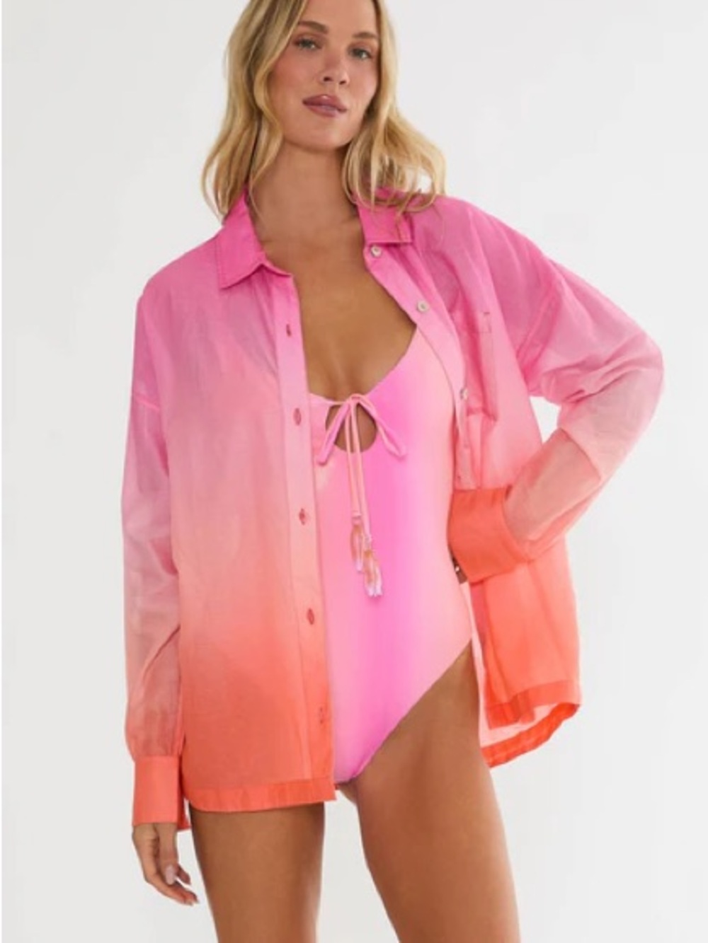 Beach Riot Cassidy Top Coverup in Petal Sunrise Ombre